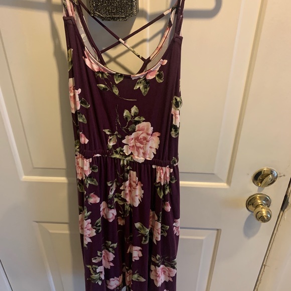 Torrid Purple Floral Cold-Shoulder Super Soft MIDI Dress size 00 - Picture 2 of 6